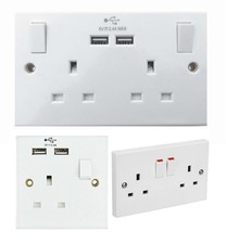 UK Switched Plug Sockets Light Electrical Wall Socket 13 Amp