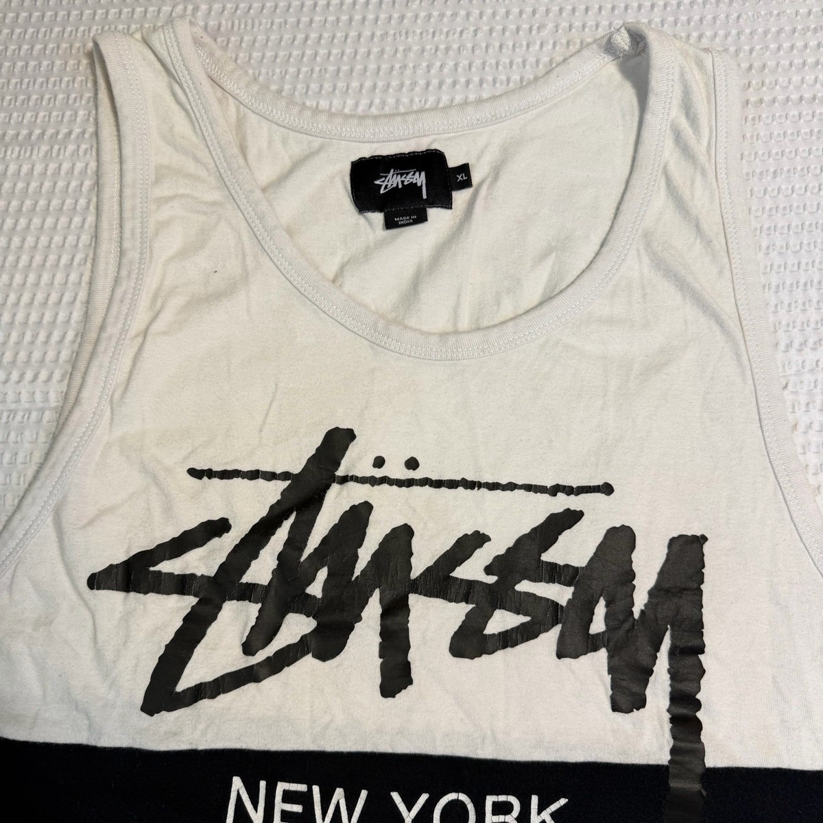 STUSSY Tank Top New York Los Angeles Tokyo London Paris Black