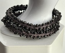 2 Gunmetal Hematite Rhinestone Stretch Bracelets Black Gray Stackabl