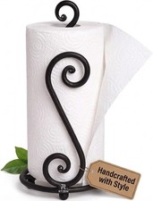 Matte Black Paper Towel Holder Countertop - Decorative Farmhouse Paper Towel