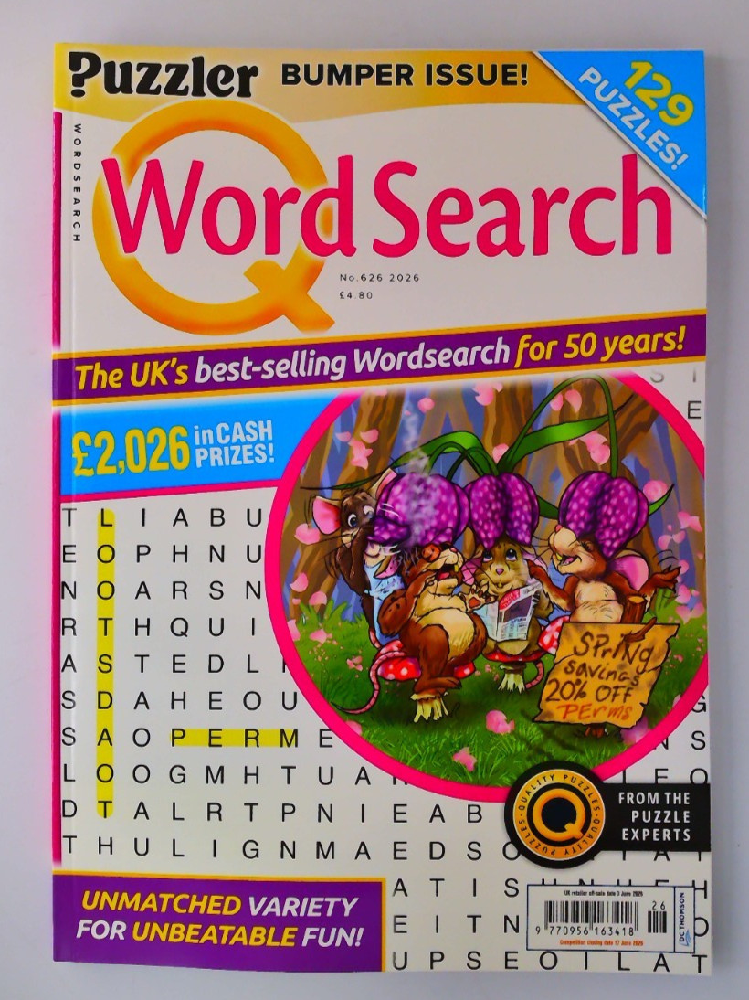 Puzzler Q Puzzle magazines Wordsearch #626 2026 Bumper Issue; 129 puzzles