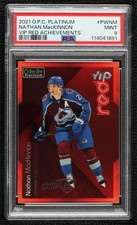 2021-22 O-Pee-Chee Platinum VIP Red Achievement 2/10 Nathan MacKinnon PSA 9 00d2