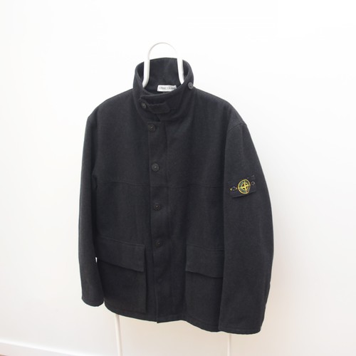 Vintage Stone Island Melange Wool Deck Jacket L Black Sailors Casual Rare Italy