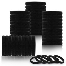 80pcs Black Thick Hair Ties for Women, 2.36 IN Large No Metal Black - Large