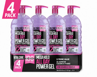 4 PACK Vitalcare Mega Hold All Day Power Hair Gel, Alcohol-free Frizz control