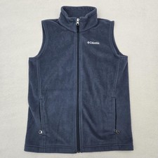 Columbia Vest Youth Medium Blue Fleece Full Zip Pockets Outdoor Hiking Warm