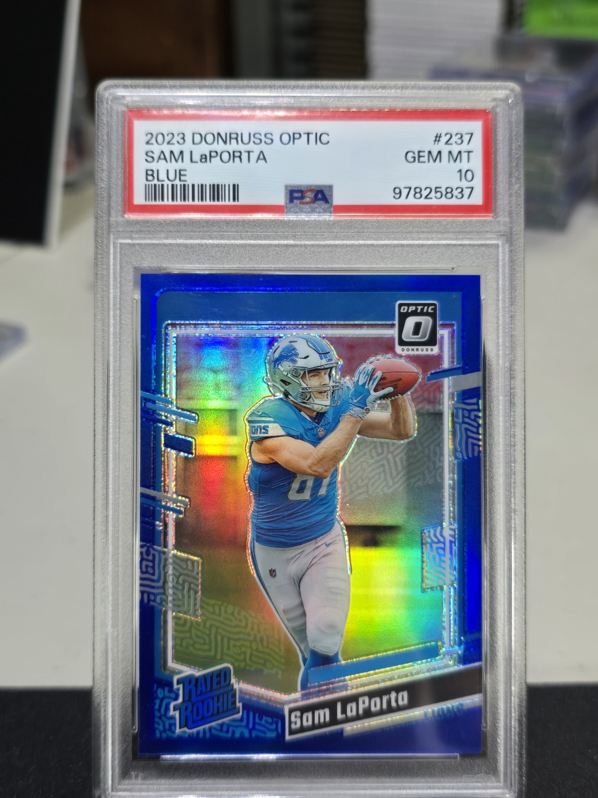 2023 Panini Donruss Optic Rated Rookie Sam LaPorta #237 Blue Prizm /199 (RC)