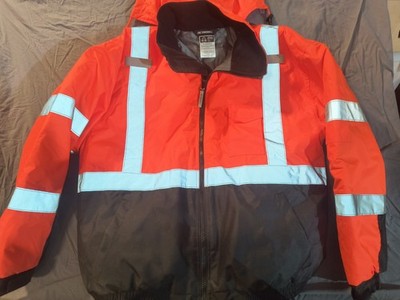 Hi-Vis Reflective Safety Bomber Jacket Orange/Black Mens Size 3XL Excellent Cond