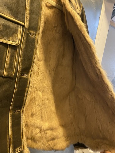RUDSAK women Distressed leather shearling trucker jacket Rare Designer Large - Picture 4 of 7