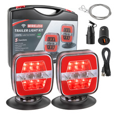 2X Wireless Trailer Lights Magnetic LED Tow Light Turn Signal Brake Reverse Stop