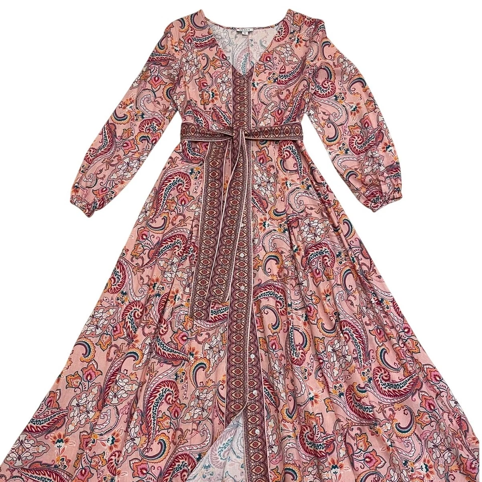 Maxi Vestido de Lino 6 | Boho Rosa Cottagecore Zimmermann-Vibes Foto 4 de 4