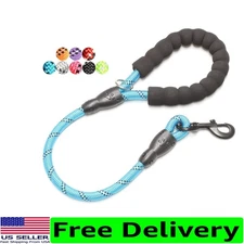 Comfortable 2FT Rope Dog Leash with Heavy-Duty Snap & Reflective Safety - Blue