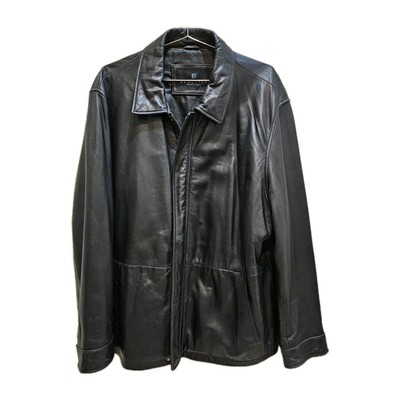 Kenneth Cole Reaction Genuine Leather Jacket Mens L Black Soft