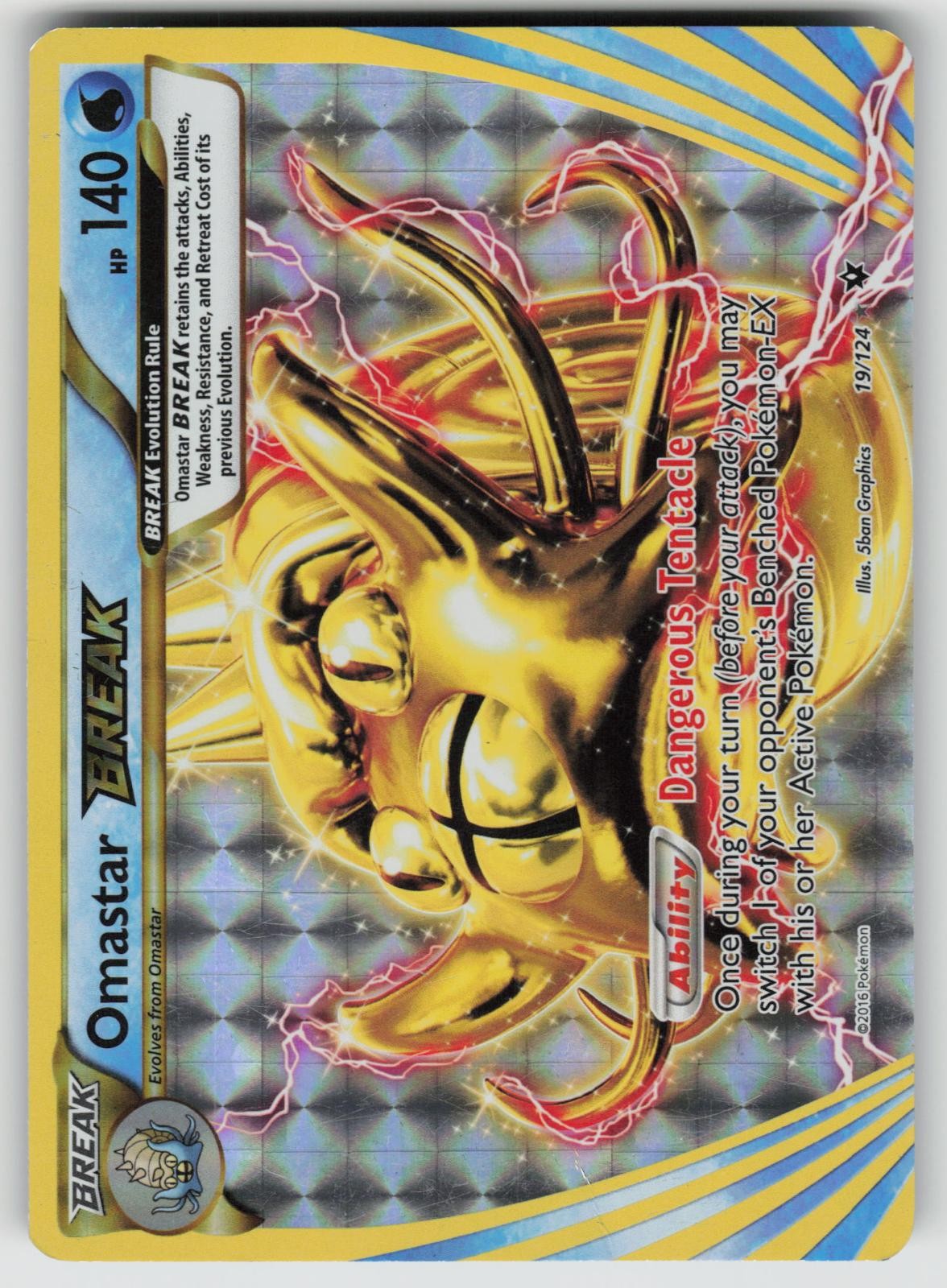 Omastar BREAK 19/124 BREAK Rare Fates Collide Pokemon Holo Lightly Played