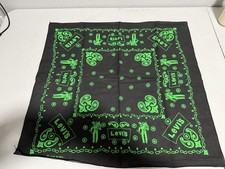 Vintage Levi  s Western Bandana Black Neon Green Handkerchief Cowboy Saddle USA