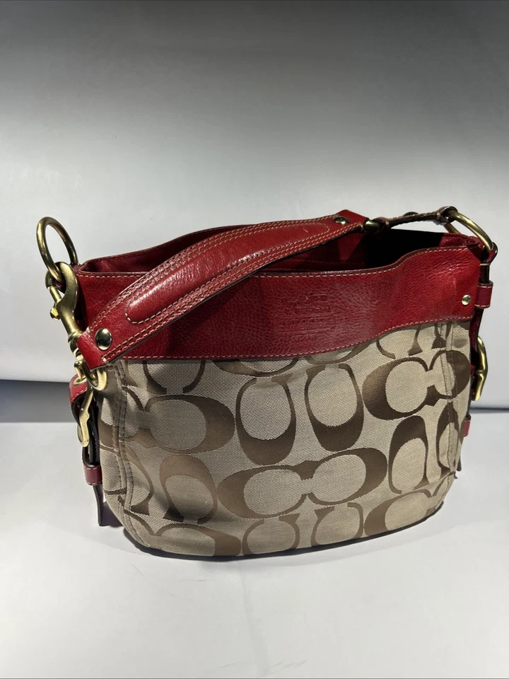 VTG Excellent   Rare COACH One Shoulder Bag Signature G0868-12657 Red/biege - Image 2 of 4