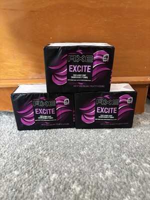 Axe Excite  Face & Body Soap Crisp Coconut Scent 3-4 bar packs = 12 bars total