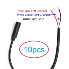 10pcs 1M/3.3ft 3.5mm 1/8" Stereo Jack Female to Bare Wire DIY 3 wire Audio Cable