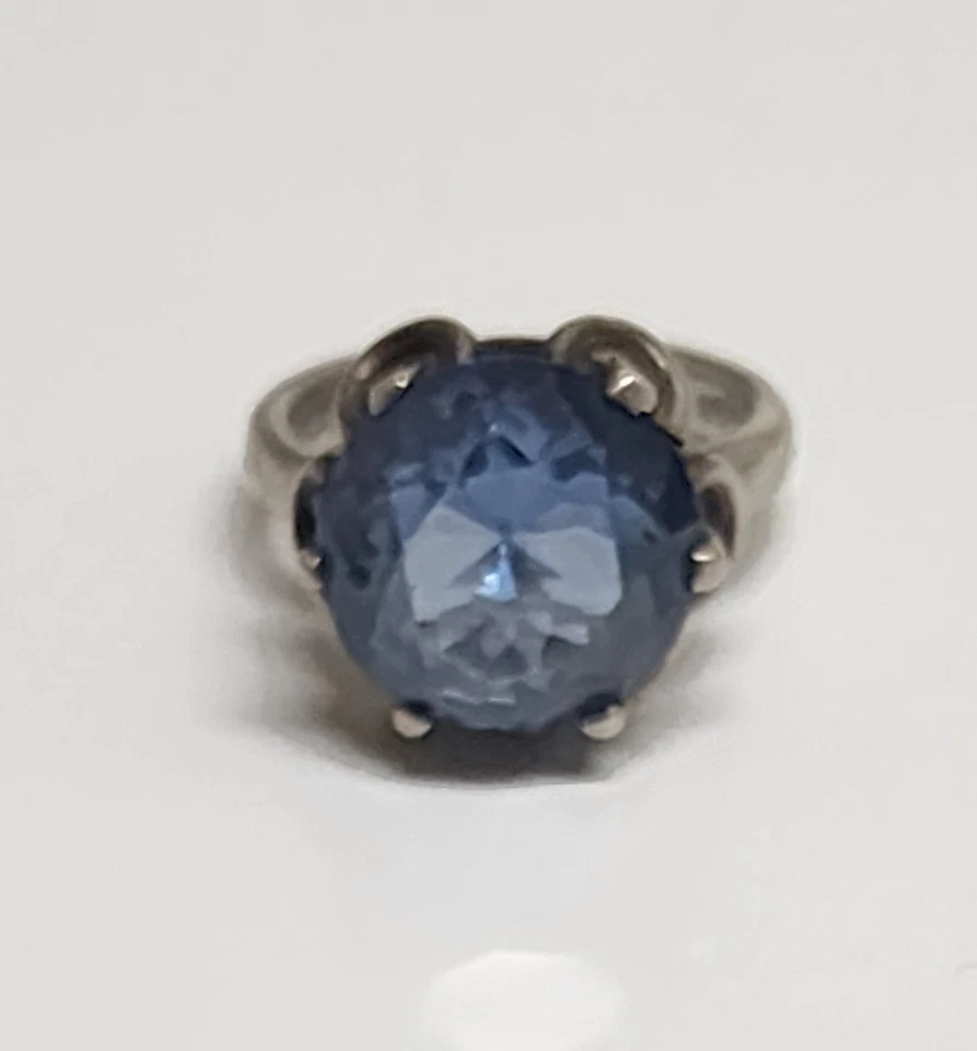Anillo de plata esterlina vintage grande azul facetado piedras preciosas iolita zafiro espinela  Foto 4 de 4