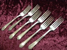 BARBARA / GLAMOUR 1931 Dinner Forks x6 Tudor Plate Oneida Community NO MONO