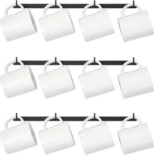 Metal Coffee Mug Rack Wall Mounted with 12 Mug Hooks, Set of 3, Mug Display Rack