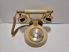 Vintage Rotary French Style Telephone Retro Ivory Gold Western Electric