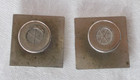Pair Vintage Square Thomas Jefferson Fixed Back Metal Cufflinks One-Piece — photo 3