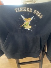 Disney Tinker Bell Black Fleece Hoodie Sweatshirt Size S