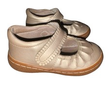 Livie Luca RUCHE CLASSIC Mary Jane Champagne Gold Leather Shoes Size 6