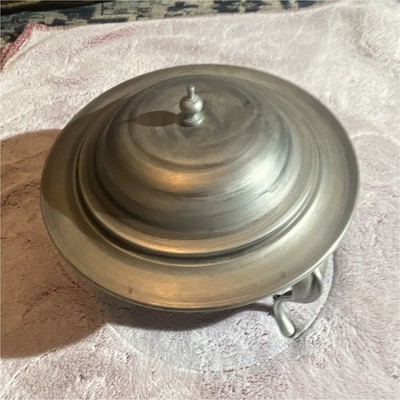 Silver Round Metal Chafing Dish with Lid, Handles, and Heating Element