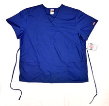 Cherokee Uniforms Workwear scrubs Front Mock Wrap Top 4801 Navy Blue XXL Pockets