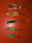 Lot of 5 Vtg Tasmanian Devil Fishing Lures Trolling Casting Bait Luminous