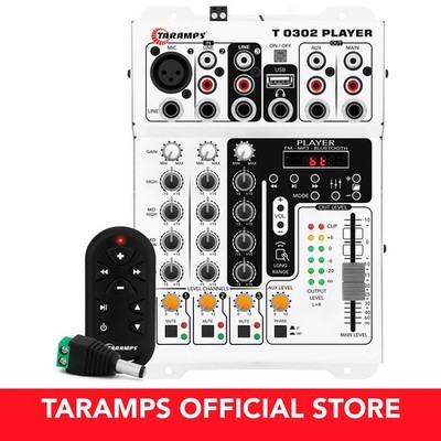 Taramps T 0302 Player Car Audio Mixer 3 Channels Bluetooth USB FM Remote Control