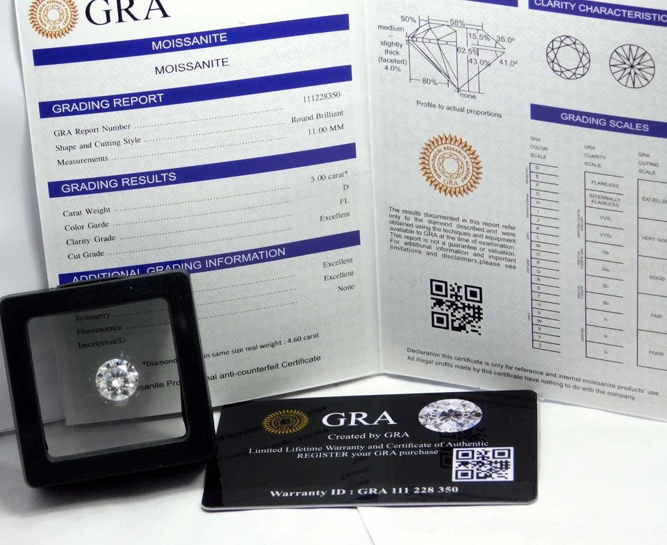 GRA Certified White Moissanite VVS1 Round Cut Loose Gemstone 5.8 mm 0.80 Ct - Image 2 of 4