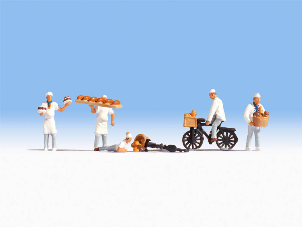 Noch 15053 Bäcker und Zubehör Bäckerei Konditor 5 Figuren H0 Neu