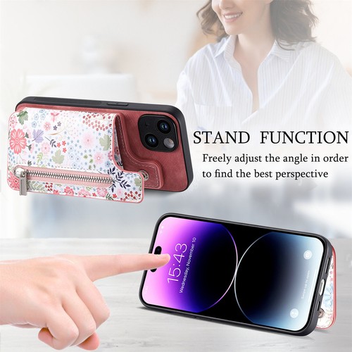 For iPhone 15 14 13 12 11 Pro Max Magnetic Zipper Card Wallet Leather Stand Case - Picture 5 of 63