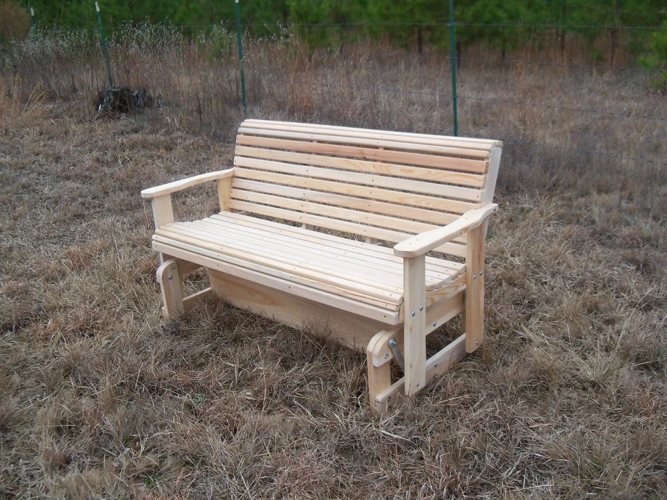 CYPRESS Wood FREESTANDING GLIDER SLIDER PORCH YARD BENCH SWING USA  - Image 3 of 4
