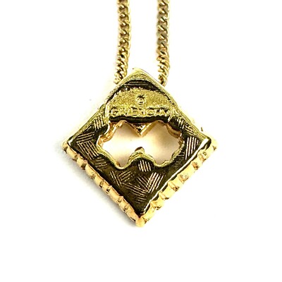 アクセサリー Vintage Givenchy necklace G logo gold GIVENCHY Necklace G Logo Square Rhinestone Gold Plated