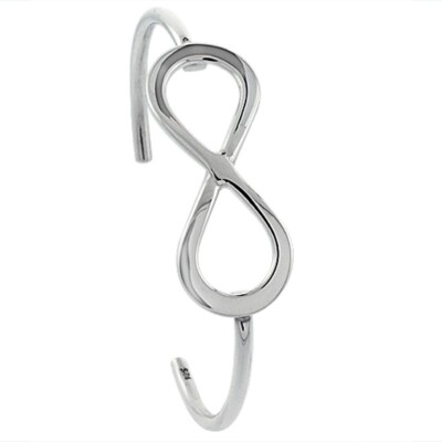 925 Sterling Silber Infinity Armreif Manschette Armband hochglanzpoliert 18 mm 7'' lang