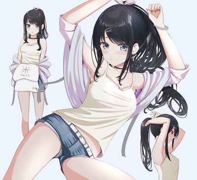 Anime digital art girls 2d looking at viewer ecchi short Play Gaming Mat Desk