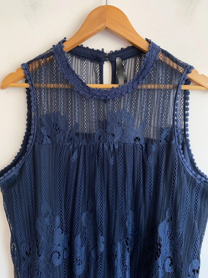 Blusa Crossroads Mujer Talla Grande 18 Azul Encaje Sin Mangas Cuello Redondo Forrada Top Foto 3 de 4