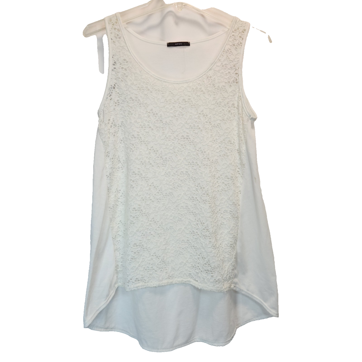 Soprano Women's Tank Top Size L Sheer White Sleeveless Beach Cover Up Cruise