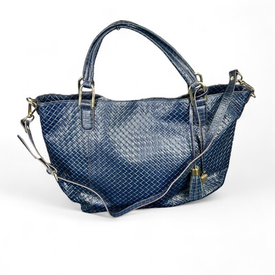 Tote Bag Gili Handbags GILI Ladies Dark Blue Weaved Leather