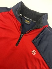 Nautica Competition XL Fleece Pullover 1/4 Zip Red Vintage Sweater Spell Out
