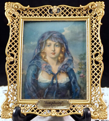 Lovely Print in Filigree Gilded Frame  Simplicity  Jean Batiste Greuze 1725-1805