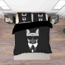3D Dog Head Glasses Black Quilt Cover Set Duvet Cover Bedding Pillowcases
