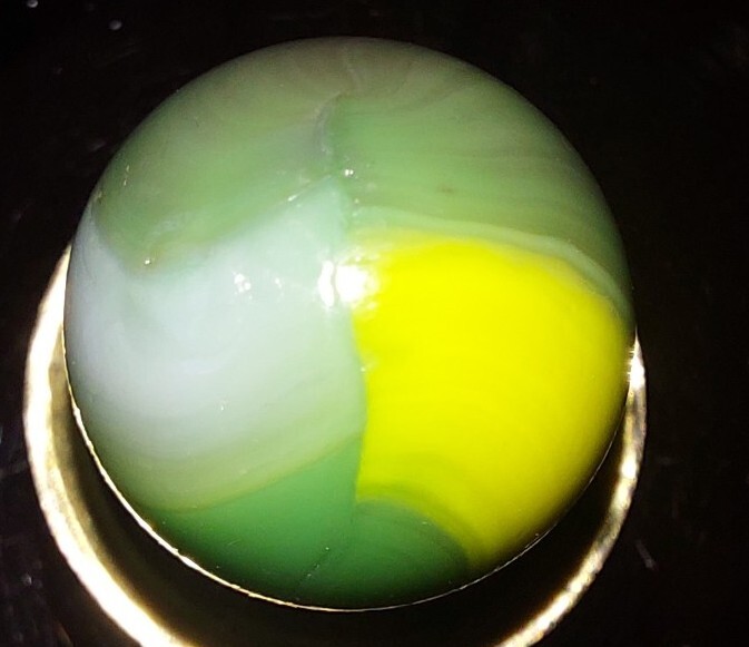Vitro Agate Tiger Eye Patch Marble, Green, White, Yellow, .65, HTF Colors