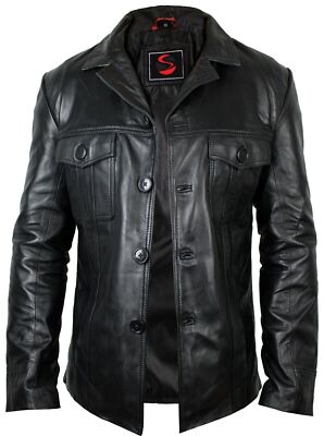 Herren Lederjacke Ledersakko leichte Lamm Jacke Blazer Tailliert Slim Jacket