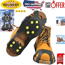 Slip-On Ice Grips with 10 Steel Studs for Ultimate Winter Walking Safety