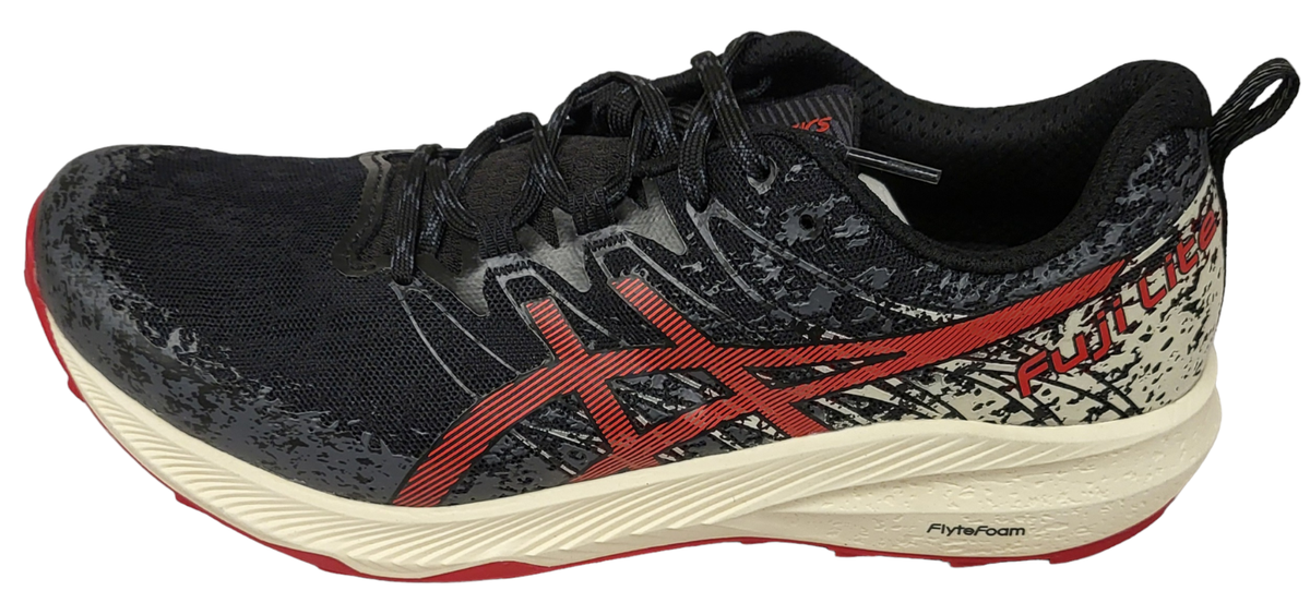 NEW ASICS Men's 9.5 H Black/Electric RED Fuji Lite 2 Running Shoes
